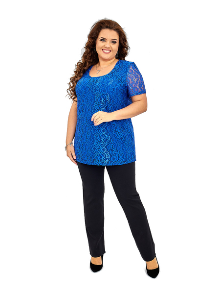 Повседневный брючный костюм цвета электрик  440-1Черный