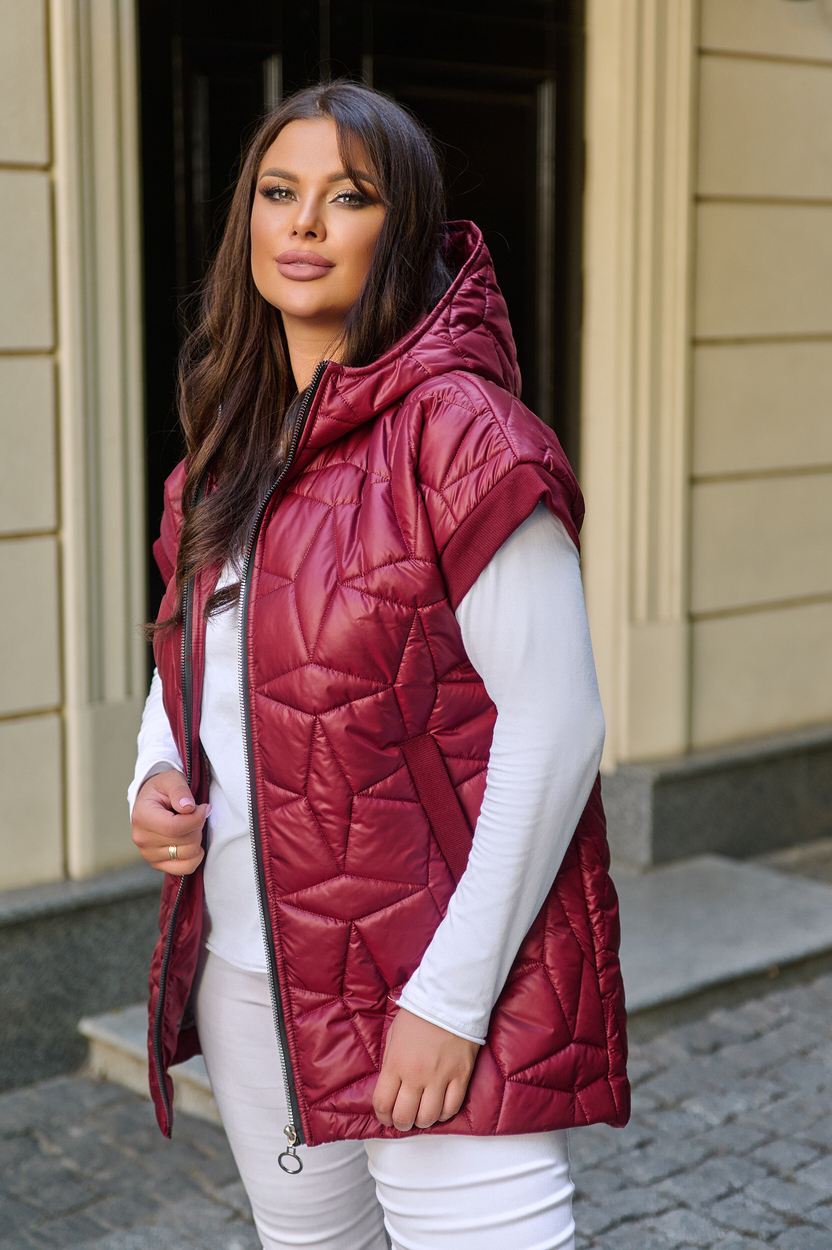 ЖИЛЕТКА БОРДОВОГО ЦВЕТА  С трикотажной отделкой 513-1Бордовый