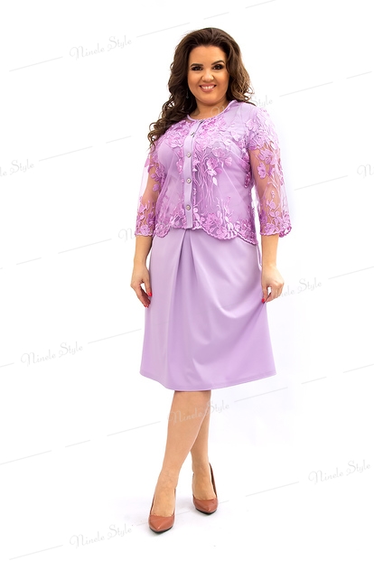 Сиреневое вечернее женское платье с болеро  349-3e