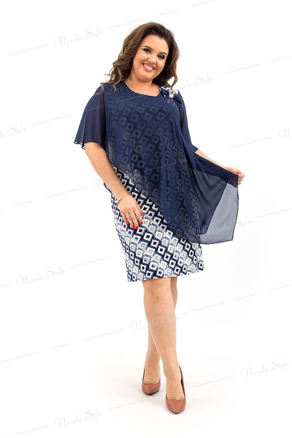 Воздушное синее женское платье вечернее 266-1Синий