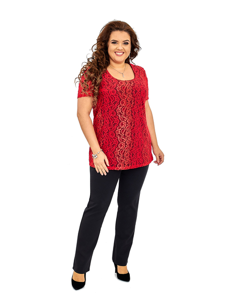 Повседневный брючный костюм красного цвета  440-2Красный