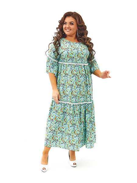 Платье в стиле бохо  из штапеля 453Цветочный принт