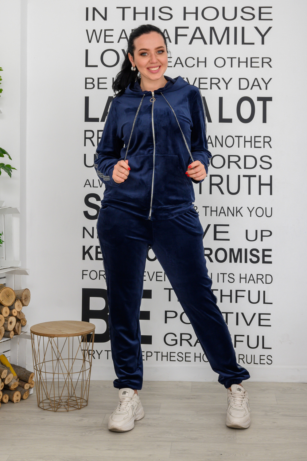 Велюровый женский спортивный костюм  480Синий