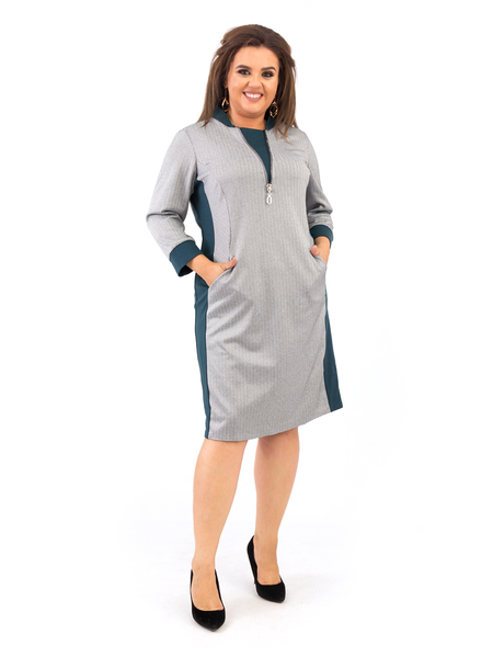 Классическое женское платье на каждый день 382Зеленый