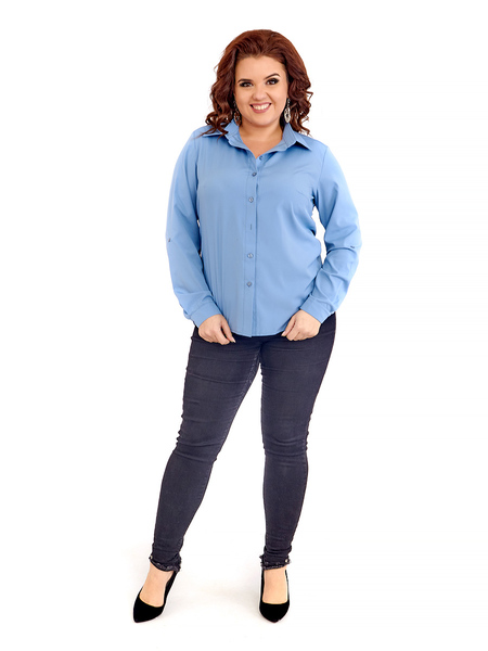 Классическая женская блузка 415-3Голубой