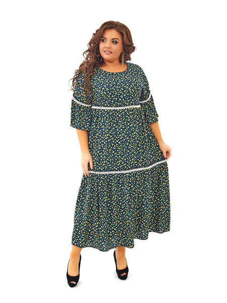 Платье в стиле бохо из штапеля 453-3Цветочный принт