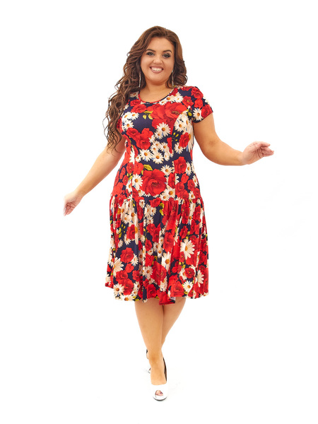 Повседневное платье с цветочным принтом  436-8e