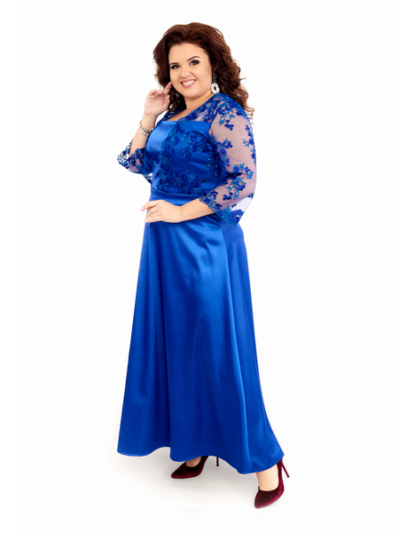 Нарядное длинное женское платье 401-2Электрик