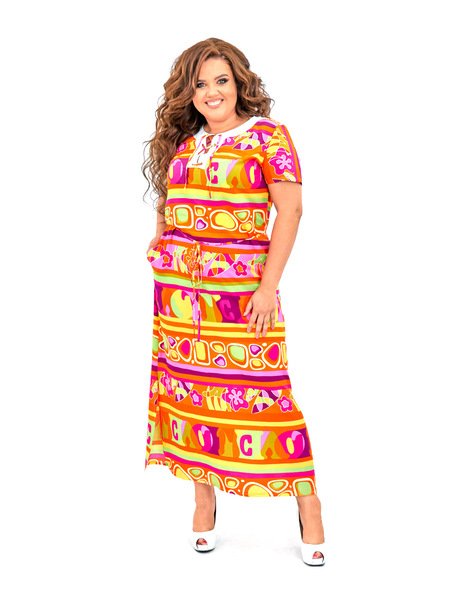 Повседневное длинное платье из штапеля  451 желтоеЖелтый